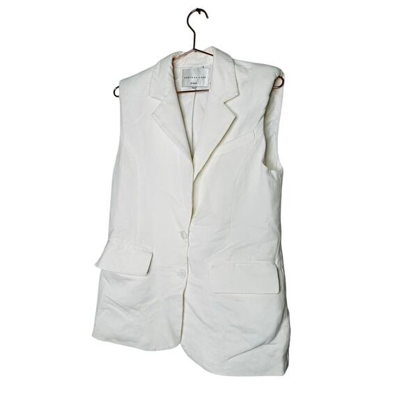 ENDLESS ROSE White Linen Blend Front Button Oversized Vest Blazer Size XS - Picture 5 of 12